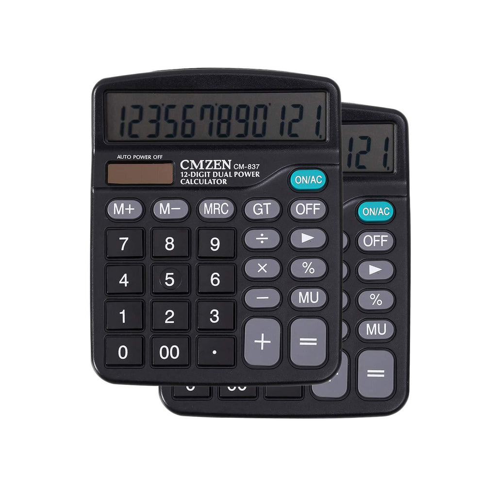 JAWOO Calculators Dual Power Handheld Electronic Business Solar Basic Calculator with Large LCD Display 2 Pack