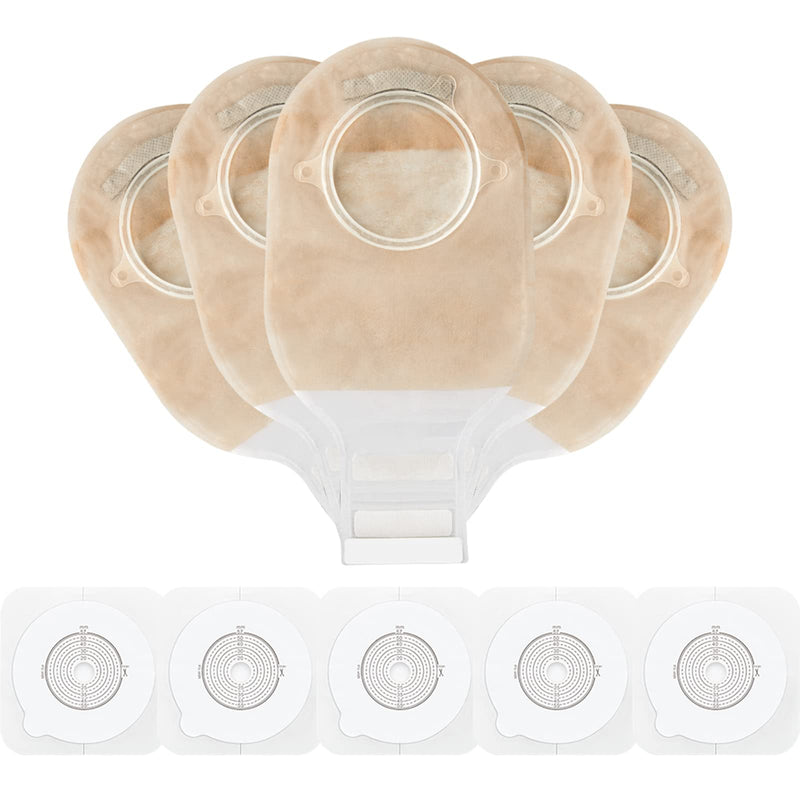 KONWEDA 20PCS Ostomy Bags,Colostomy Supplies,Two Piece Drainable Ostomy Pouch for Ileostomy Stoma Care, Cut-to-Fit (15pcs Bags+5pcs Barrier)