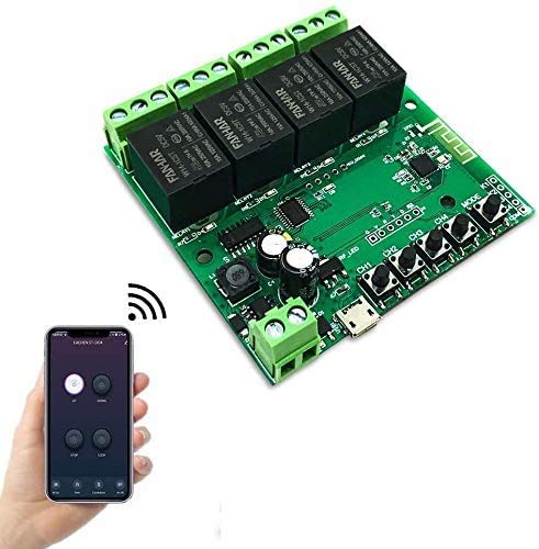 Newgoal 4-Channel WiFi Smart Switch Relay Module, TUYA/Smart Life App for Smart Home Remote Control, Momentary Time Adjustable, Compatible with Alexa/Google Assistant DC4-Tuya