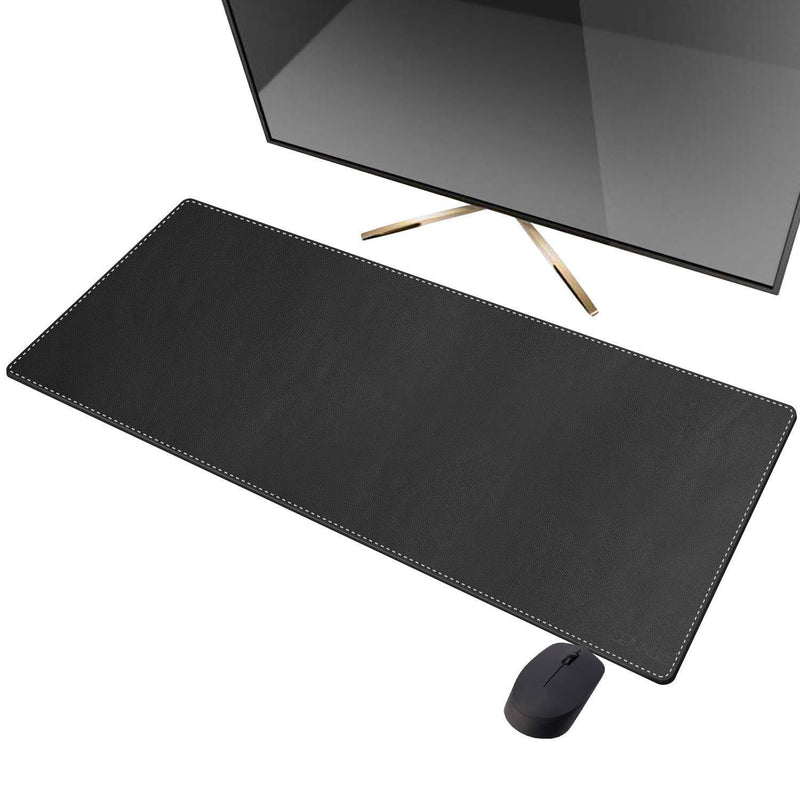 CENNBIE Artificial Leather Desk Mat Pad Blotter Protector, 90x40cm Extended Non-Slip Rectangular, 35.5"x15.5" Laptop Keyboard Mouse Pad(Black) Black
