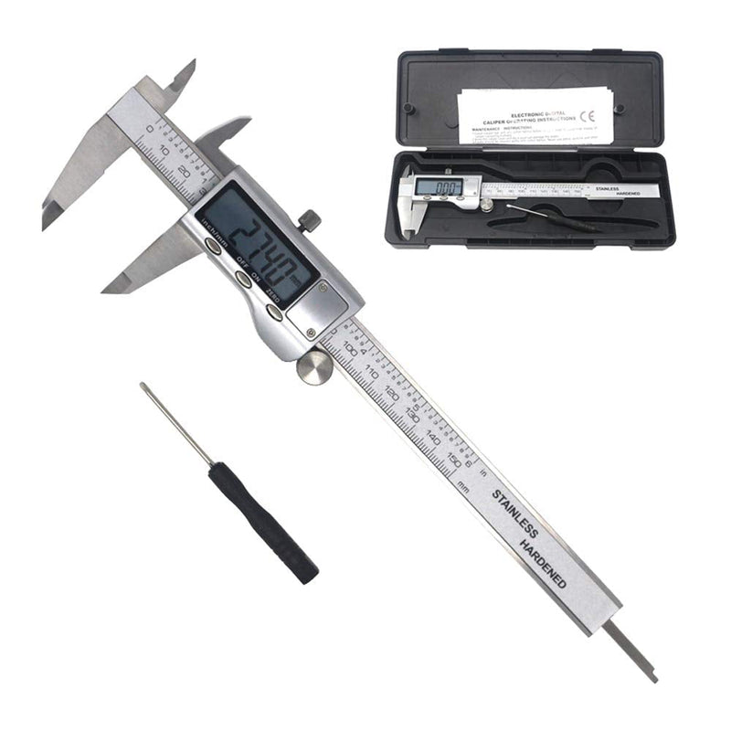 EZT 150mm Electronic Digital Caliper with Stainless Steel Body and Waterproof Protection Design, Auto Off Featured Vernier Caliper (6‘’Stainless Steel) A003