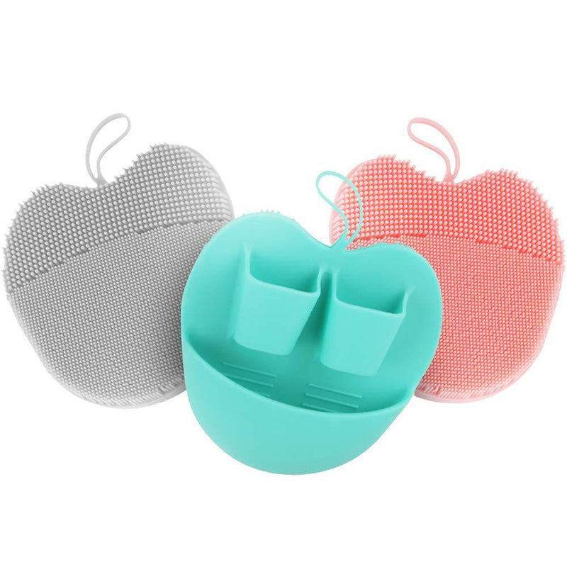 INNERNEED Soft Handheld Silicone Facial Cleansing Brush, Mild Anti-Slip Face Exfoliating and Massage Scrubber Pad, Gentle Exfoliating, Removing Blackhead, Massaging (Pack of 3) 3 mix color