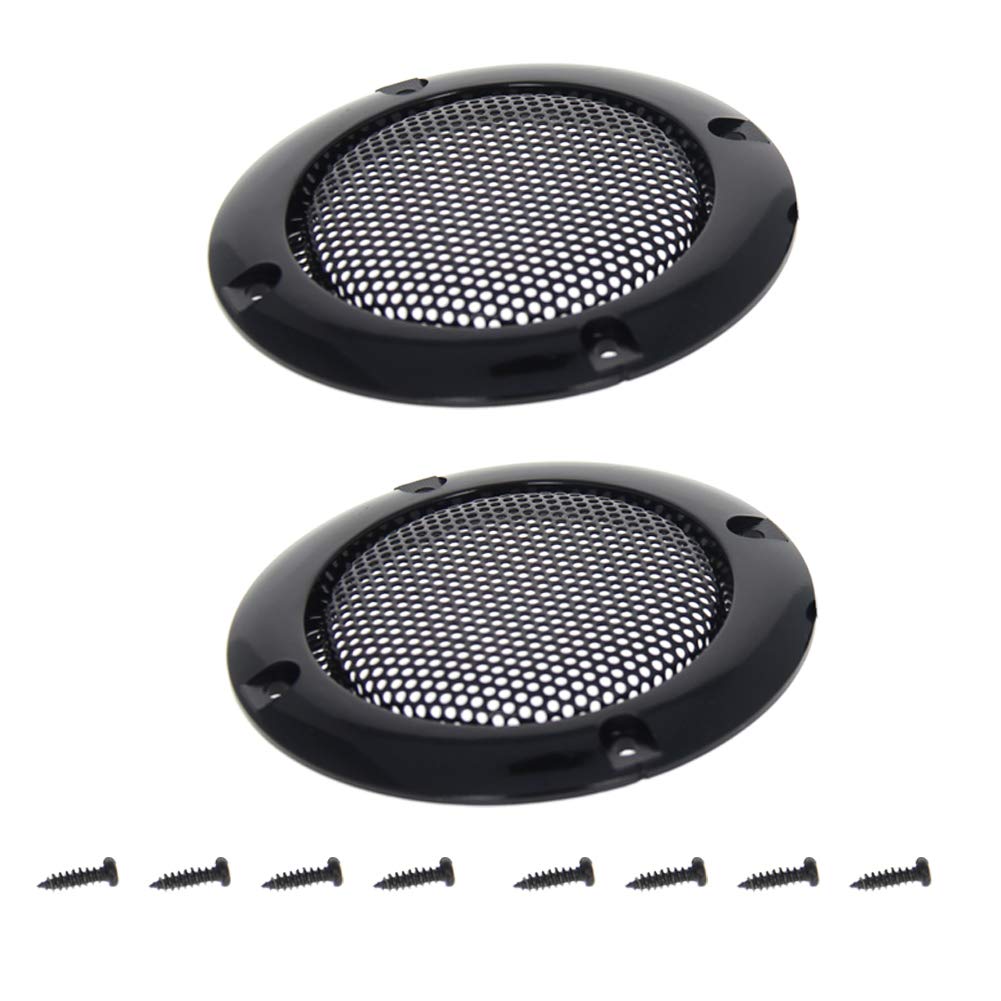 Fielect 2.5 inches Speaker Grill Mesh Decorative Circle Subwoofer Guard Protector Cover Audio Accessories Black Metal Trim 2Pcs 2 Pcs 2.5inch /66mm