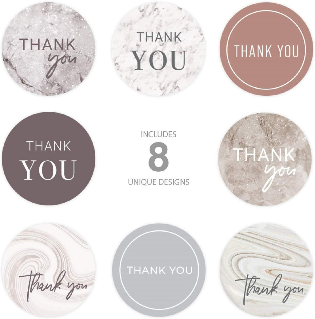 Faux Marble and Glitter Thank You Label/Roll of 500 1.5" Labels/Chic and Modern Thank You Stickers