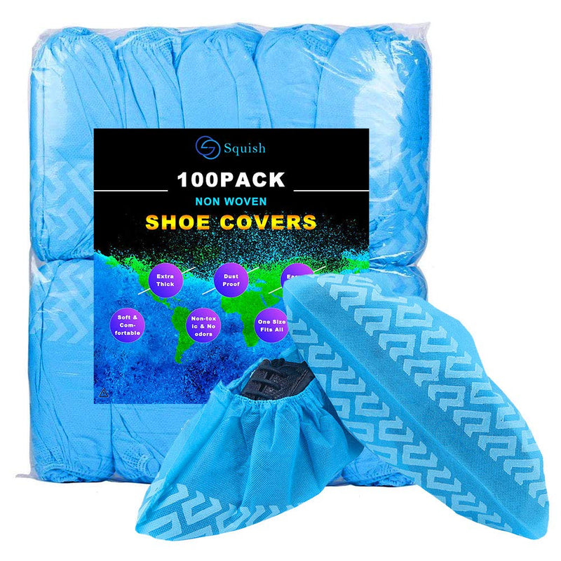 Shoe Covers Disposable Non Slip, squish 100 Pack (50 Pairs) Non Woven Fabric Boot Covers for Indoors Breathable Slip Resistant Durable Boot&Shoes Cover, One Size Fits All 100pcs