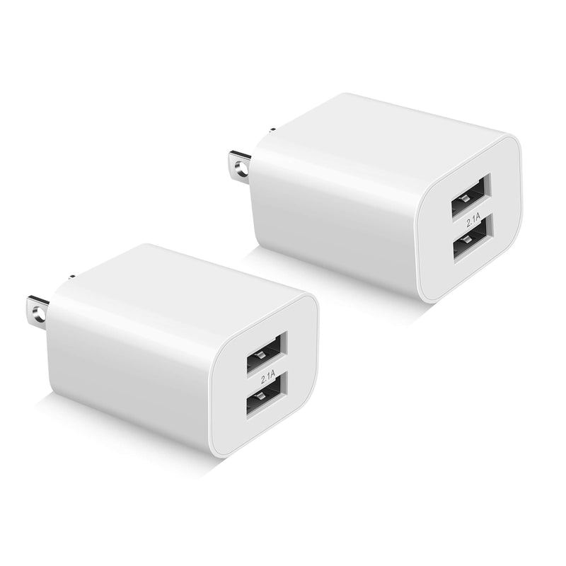 USB Wall Charger Block 2Pack Dual Port Cube Plug Power Charging Adapter Brick for Apple iPhone 11 Pro/XS Max/XR/X/8 Plus/7/6S/6/SE Box