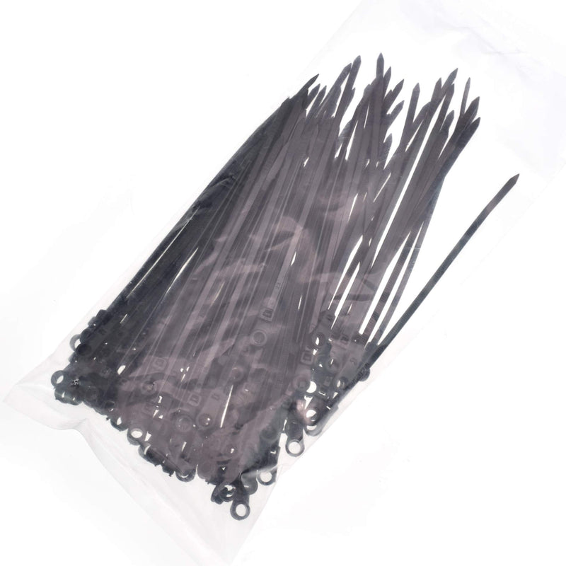 100 Nylon Cable Wire Zip Ties Mounting Hole Nail Screw 40 LBS 6" Inch Black