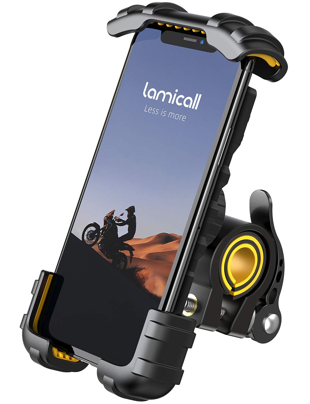 Lamicall Bike Phone Holder, Motorcycle Phone Mount - Adjustable Scooter Phone Holder for iPhone 12 Mini, 12 Pro Max, 11 Pro Max Xs XR 8 X 8P 7 7P 6S, Samsung S10 S9 S8, Huawei, All 4.7-6.8 Devices Yellow-1