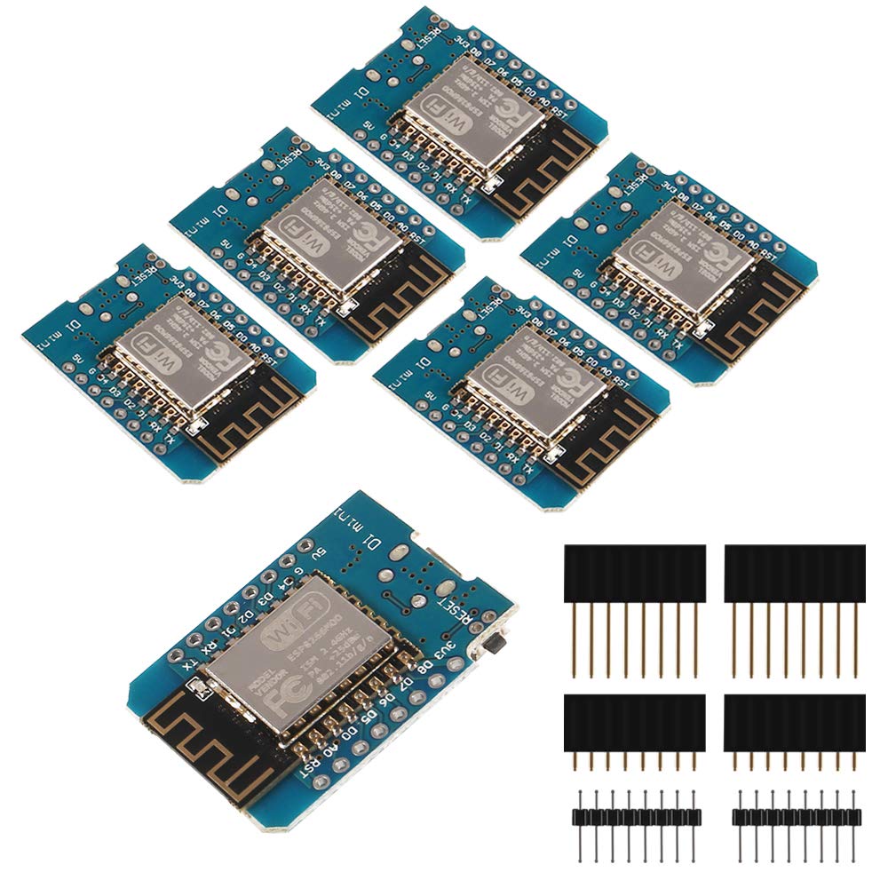 AITRIP D1 Mini WiFi Dev Board,Mini NodeMcu Lua 4M Bytes WLAN WiFi Internet Development Board Base on ESP8266 ESP-12F for Arduino, 100% Compatible with WeMos D1 Mini (Pack of 6) Pack of 6