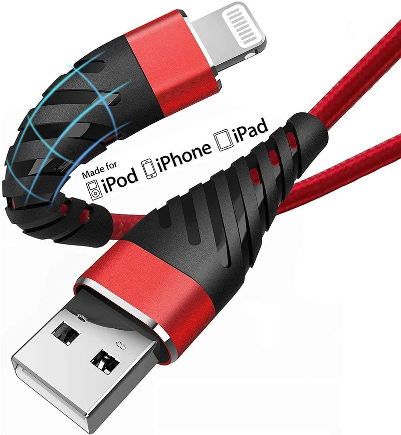 (2 Pack) iPhone Charger 10ft for [ MFi Certified],CyvenSmart 10 Foot Long Lightning Cable Fast Charging Cord 10 Feet for iPhone 12/12 Pro/11/11 Pro/11 Pro Max/XS/XS Max/XR/X/8/8 Plus/7/7 Plus/6 Plus red