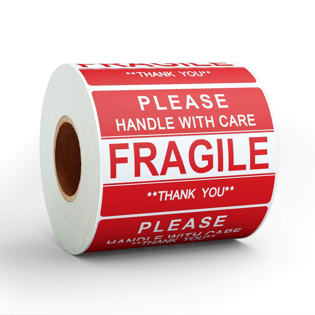 Anylabel 3 x 2 inch Handle with Care Fragile Thank You Warning Packing Shipping Label Stickers Permanent Adhesive (1 Roll, 500 Labels) 1 roll