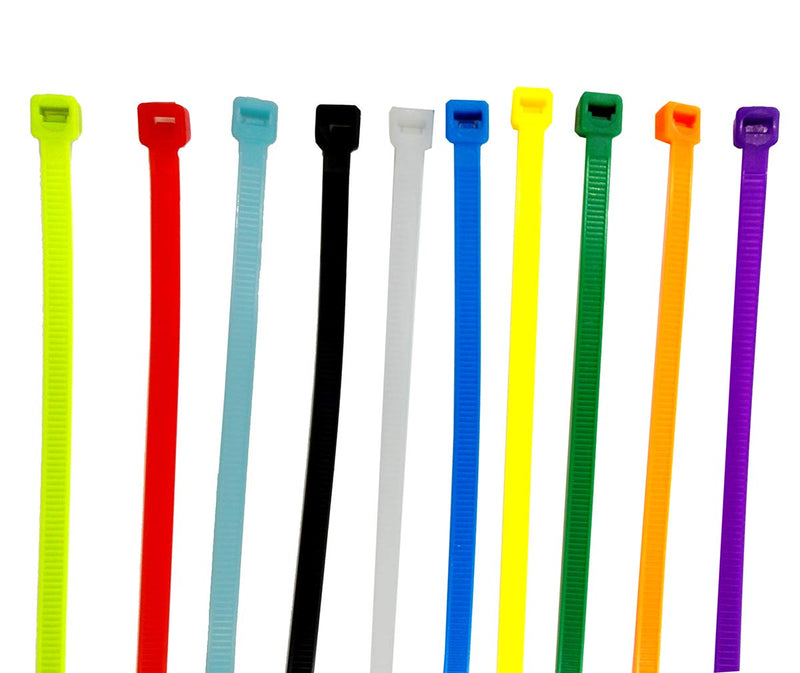 Nylon Cable Ties Heavy Duty Zip Ties with Self-Locking 10 Colors on Ethernet UV Black Zip (6'' 200pcs) 6'' 200pcs