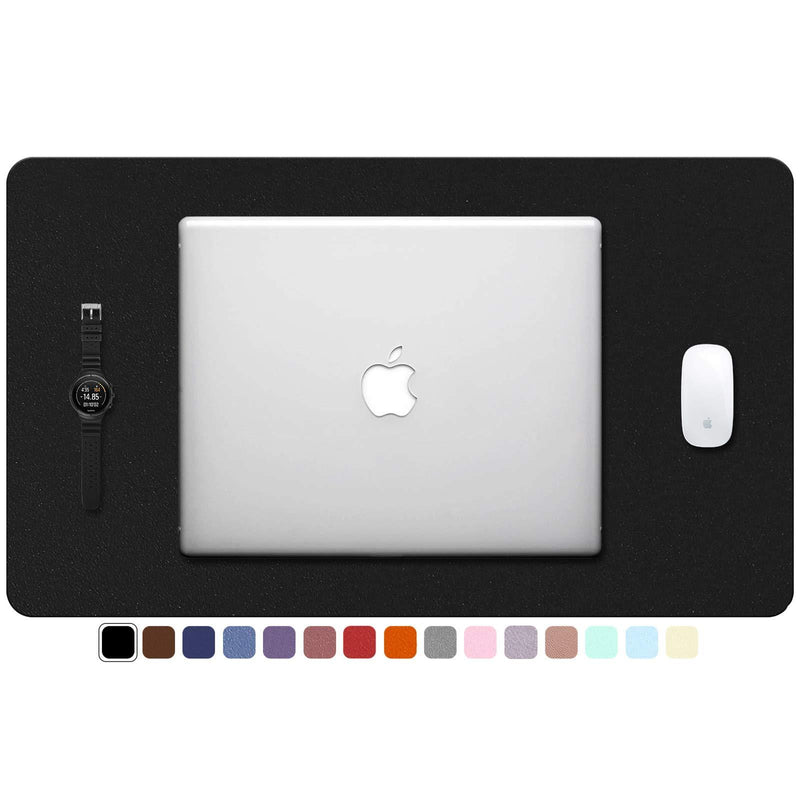 TOWWI PU Leather Desk Pad with Suede Base, Multi-Color Non-Slip Mouse Pad, 24” x 14” Waterproof Desk Writing Mat, Large Desk Blotter Protector (Black) Black 24" x 14"