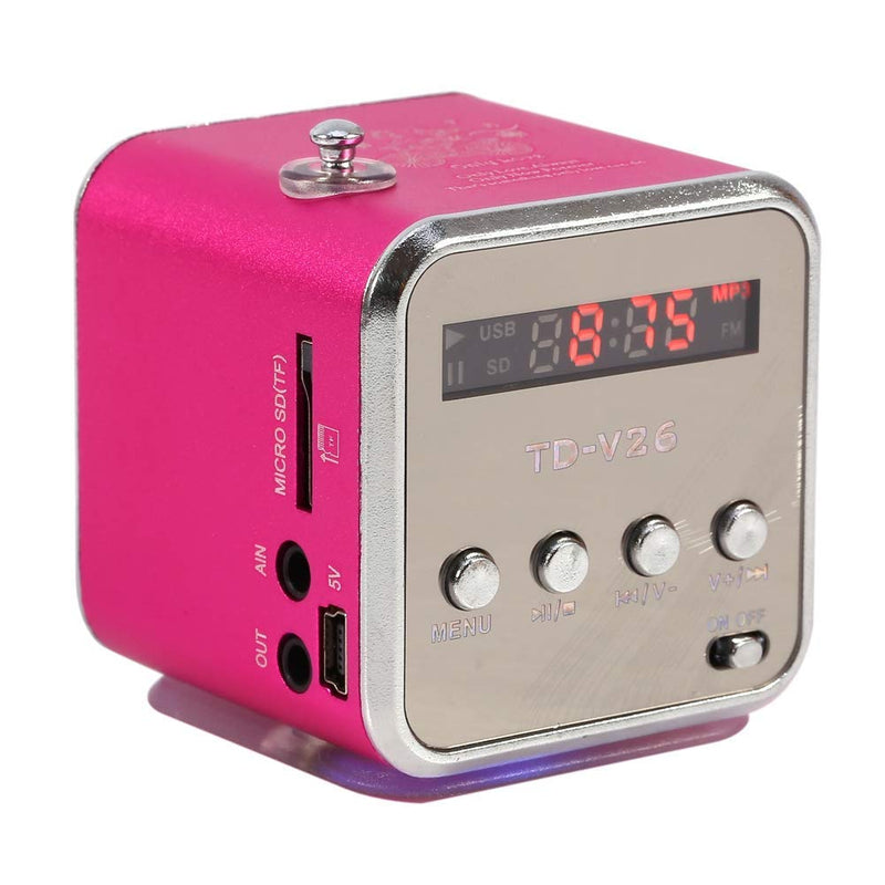 Eboxer Portable Mini Speaker Music Player FM Radio Stereo Speaker Support TF Card and U Disk, Brief Design, Perfect Mini Speaker for Room Bike Car for Phone/Tablet/Computer (Rose Red)
