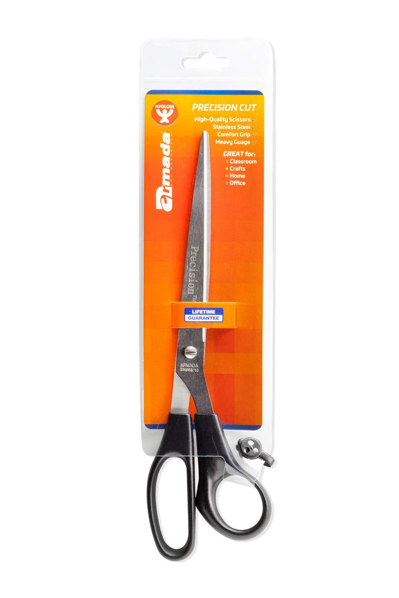 Hygloss-Armada Precision Straight Trimmer Scissors - Comfortable Handles, Stainless Steel Blades, Vinyl Bag for Storage - Scissors for Crafts, Classroom, Home and Office, 10-Inches - 6 Pairs 10"
