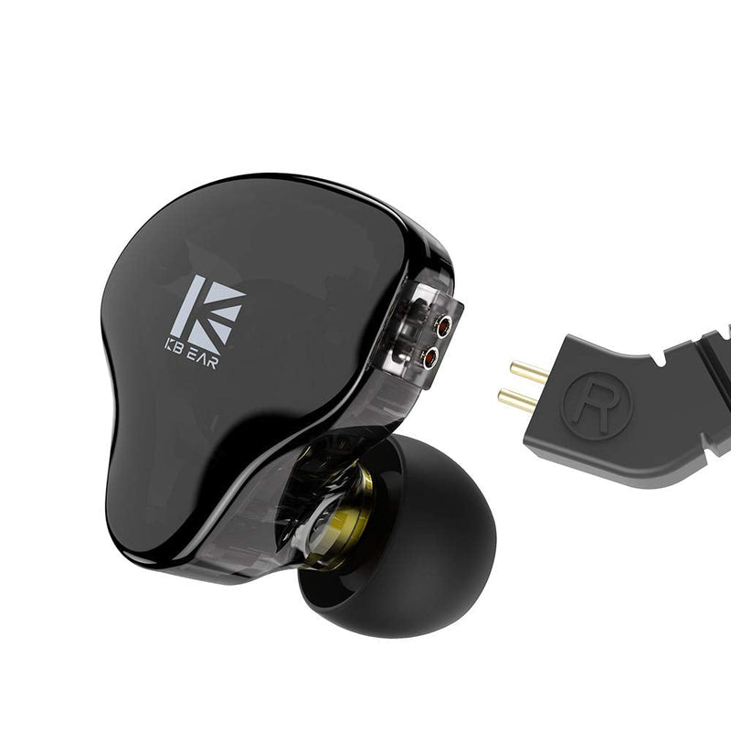 KBEAR KS2 in Ear Headphone,H HIFIHEAR IEM 1BA 1DD Stereo in Ear Earphone, HiFi Over Ear Earbud Headset Noise Cancelling Hybrid Earphone with Removable Cable for Running Walking (with mic, KS2 Dark) … With Mic