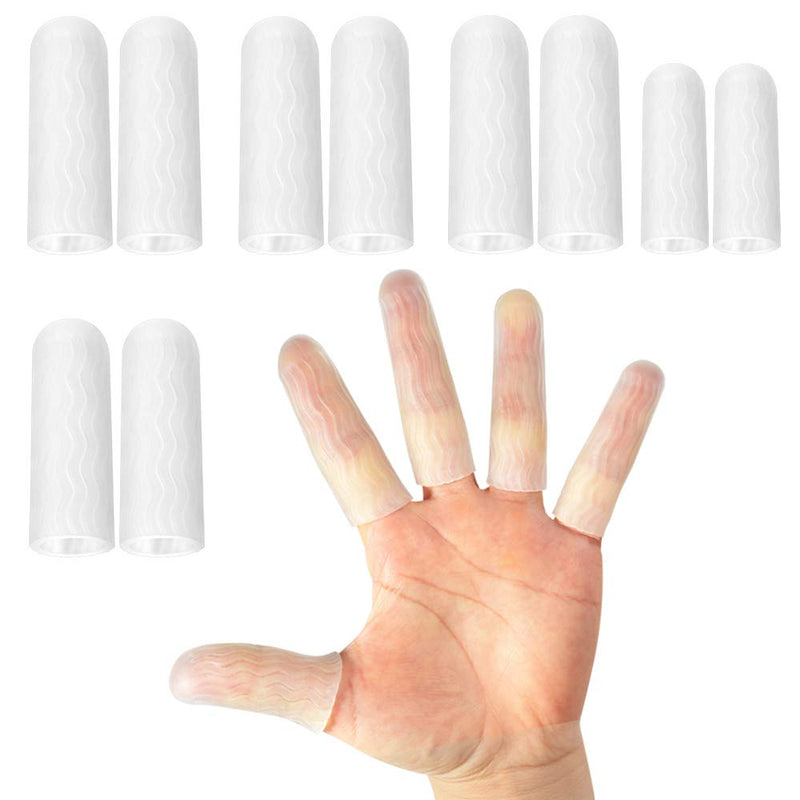 HioIoiH Silicone Finger Protectors for Man 10 Pack, Gel Finger Cots & Protector,Relief from Pain of Finger Tips Cracked, Arthritis