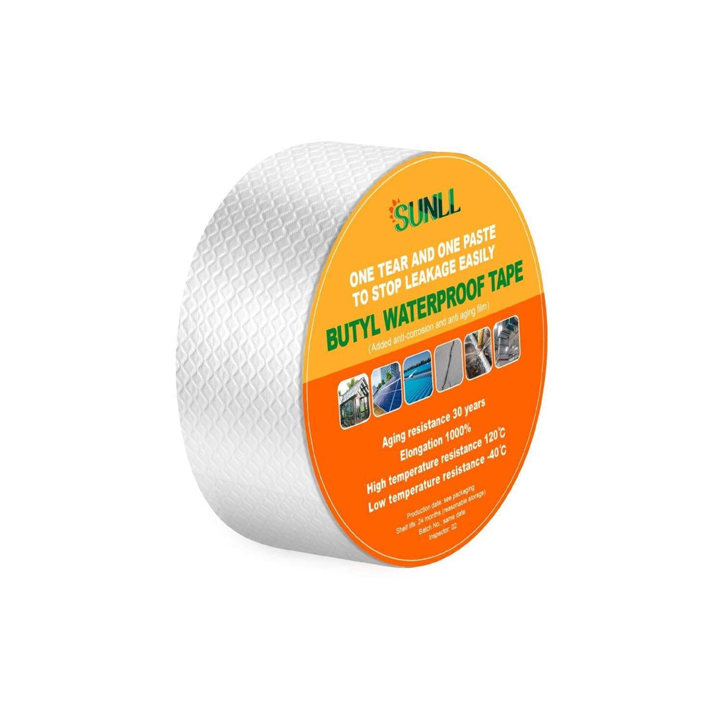 SUNLL Butyl Waterproof Tape 2"W X 16'L, Upgraded Leak Proof Butyl Seal Strip, Multi-Use Repair for Boat and Pipe Sealing, HVAC Ducts, Roof Crack, RV, Awning, Window Sealing, Silver 2in W x 16ft L