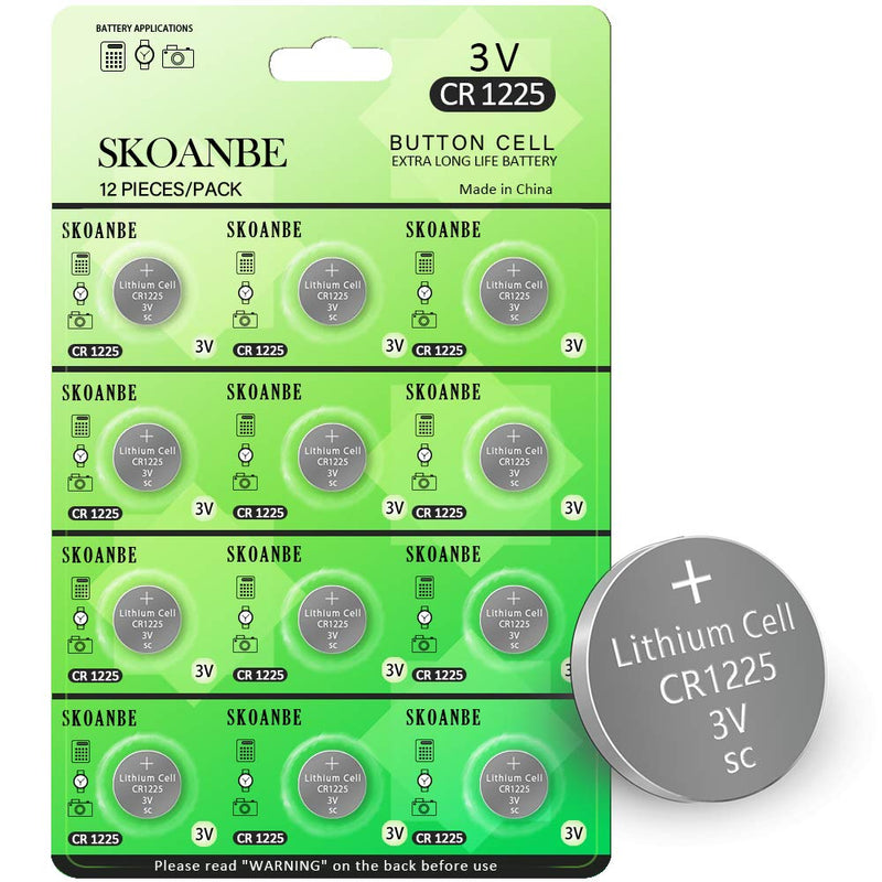SKOANBE 12PCS 3V CR1225 Lithium Battery 12Packs