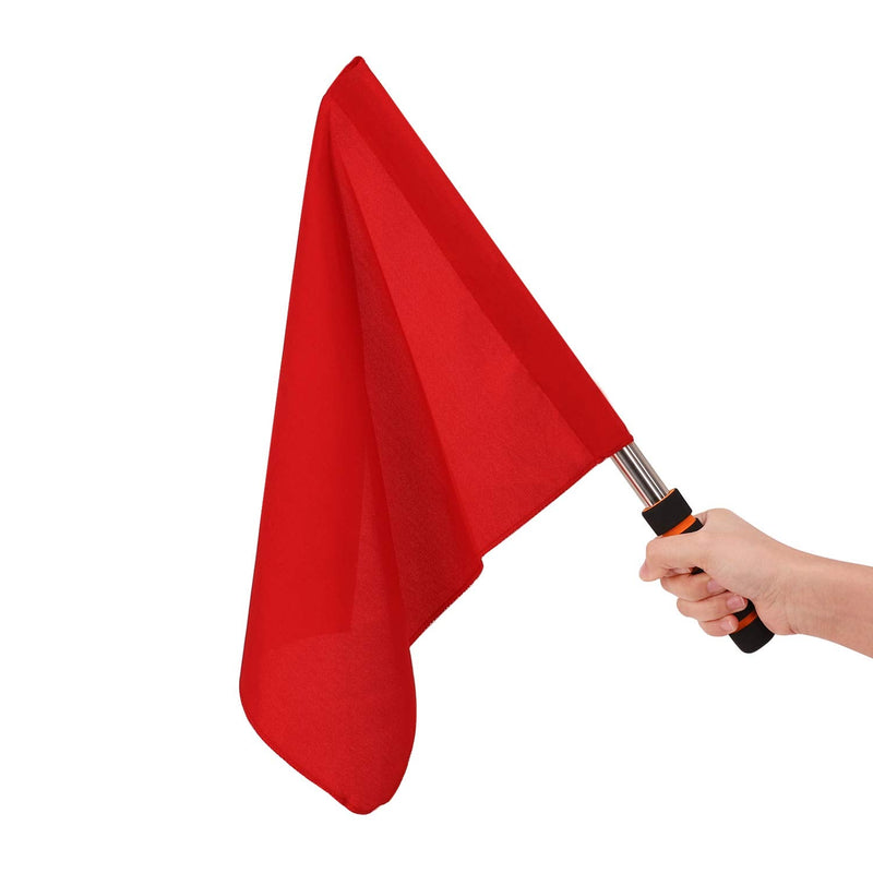 Sports Referee Flags with Metal Pole Foam Red Stainless Steel Hand Signal Flag Track and Field Sports Training Flag Athletic Competition Flag for Soccer Volleyball Football Linesman Command Flags