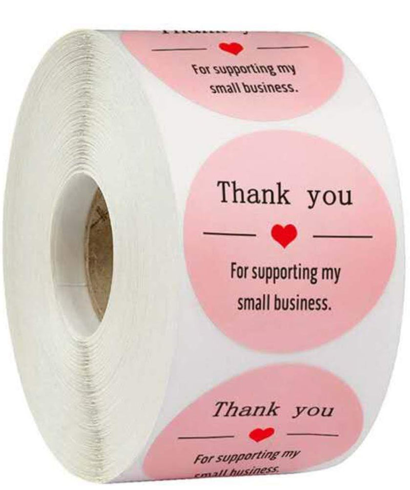 Thank You for Supporting My Small Business Stickers-Round 1 inches Pink Thank You Stickers Roll Labels(2Rolls, 1000 Stickers)