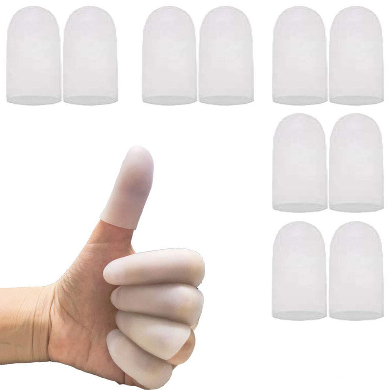 Gel Finger Protectors Finger Caps Silicone Fingertips Protection - Finger Cots Great for Trigger Finger, Finger Arthritis, Finger Cracking and Other Finger Pain Relief (Medium) Medium (Pack of 10)