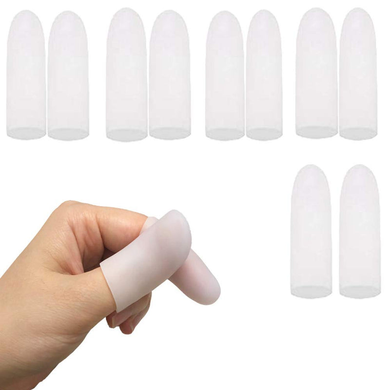 Gel Finger Protectors Finger Caps Silicone Fingertips Protection - Finger Cots Great for Trigger Finger, Finger Arthritis, Finger Cracking and Other Finger Pain Relief (Small) Small (Pack of 10)