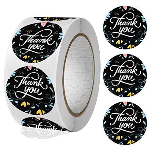 Thank You Stickers Roll,500PCS 1" Black Thank You Labels,Round Labels for Business,Online Retailers,Boutiques,Shops to Use on Bubble Mailers,Envelopes Bags,Gift Bags,Packaging Black A71 1.5inch