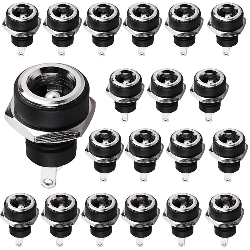 DIYhz 5.5mmx2.5mm 2 Pins DC Power Jack Female Panel Mounting Connector Socket 20 Pieces