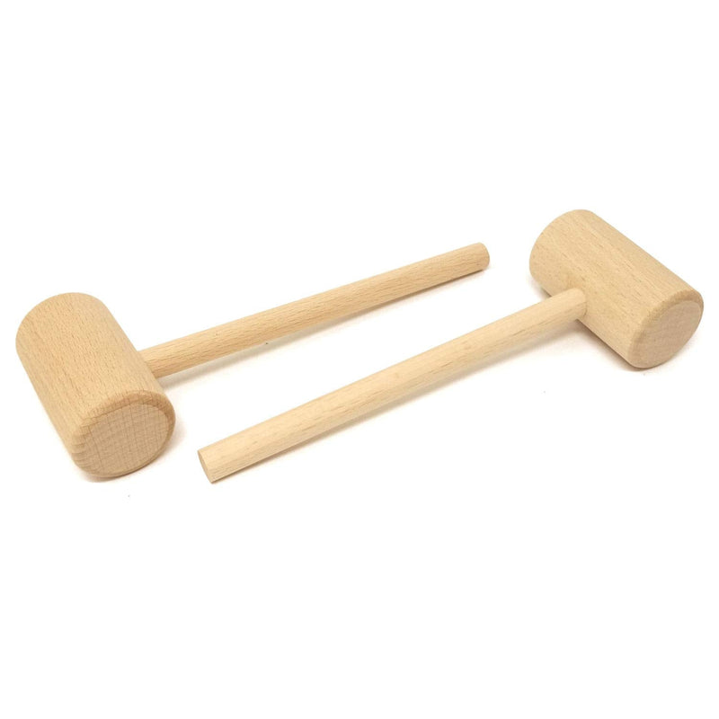 Honbay 2PCS Solid Wooden Crab Lobster Shellfish Mallets Multi-Purpose Natural Wood Hammers Seafood Cracker for Cracking Seafood, Wood Carving and Nut Biscuit Making (7.7")