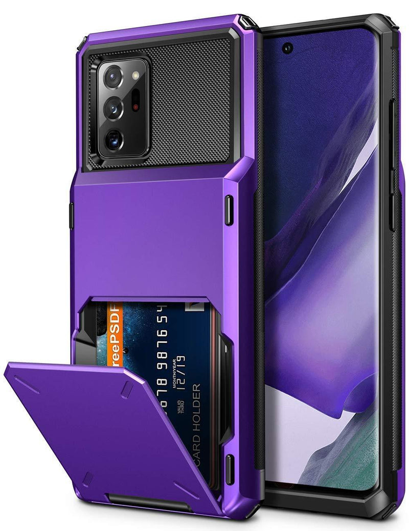 Vofolen for Galaxy Note 20 Ultra Case 5G Wallet 4-Card Flip Cover Credit Card Holder Slot Back Pocket Dual Layer Protective Hybrid Hard Shell Bumper Armor Case for Samsung Note 20 Ultra 6.9 Purple