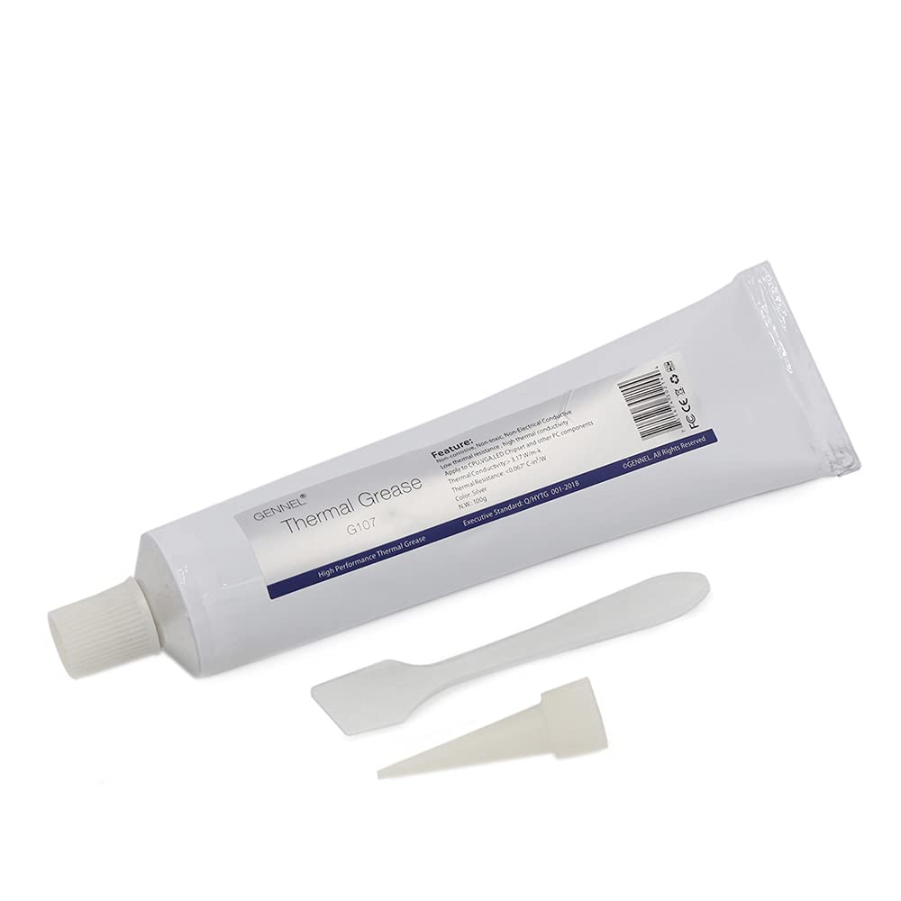 GENNEL G107 Silver Thermal Compound Paste, Heat Sink Paste, Heat Conductive Grease for CPU GPU LED Cooling, 100Grams /Tube