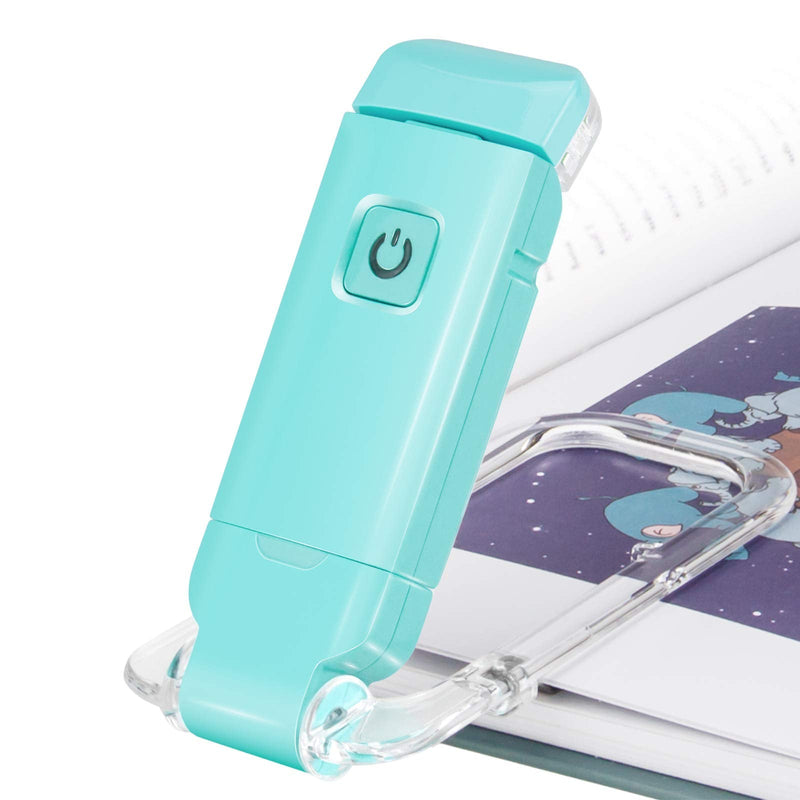 BIGLIGHT Amber Book Reading Light, LED Clip on Book Lights, Reading Lights for Books in Bed, Small Book Light for Kids, USB Rechargeable, 2 Brightness Adjustable for Eye Protection, Mint Green Mintgreen