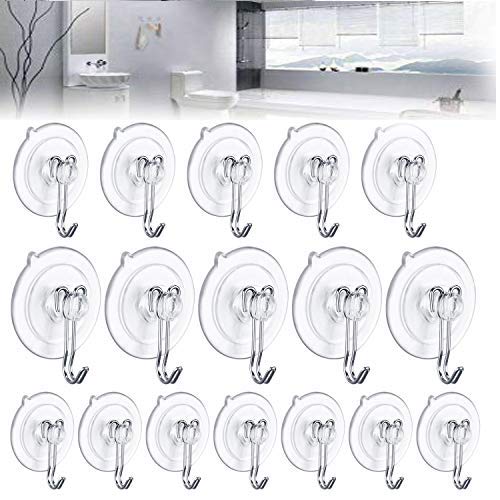 DSMY 17 Pack Upgraded Suction Cup Wall Hooks, Home Kitchen Bathroom Wall Towel Robe Hangers, Utility Hooks, Hanging Supplies
