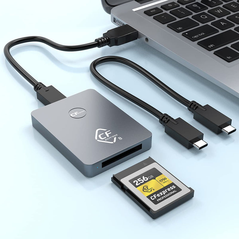 CFexpress Card Reader, Rocketek USB 3.1 Gen 2 10Gbps CFexpress Reader, Portable Aluminum CFexpress Memory Card Adapter Thunderbolt 3 Port Connection Support Android/Windows/Mac OS