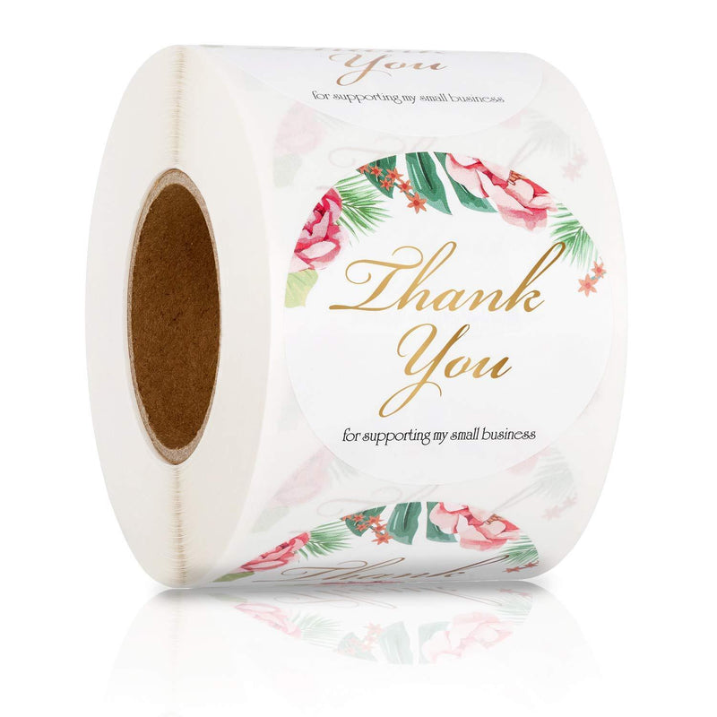 2" Thank You for Supporting My Small Business Stickers, Floral Thank You Sticker, Round Labels for Small Business Owners Bakery Handmade Good to Use on Bags, Boxes and Envelope, 500 Labels Per Roll 2"-thank You for Supporting My Small Business Stickers