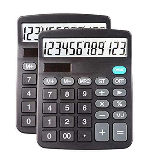 Desk Calculators Large Display 2 Pack,Solar Calculator, Basic Calculator with 12 Digits & Big button,Office calculator(Black)