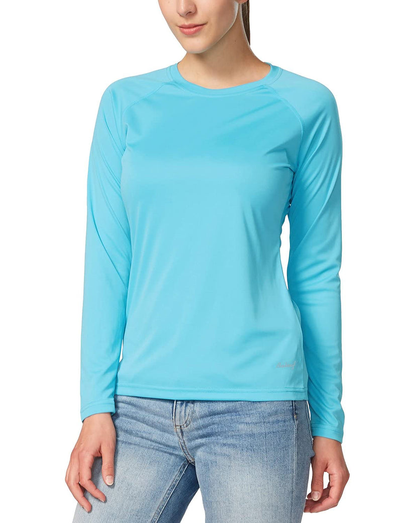 BALEAF Women's Long Sleeve Shirts UPF 50+ Sun Protection SPF Quick Dry Lightweight T-Shirt Outdoor Hiking Runing Fishing A01-blue X-Small