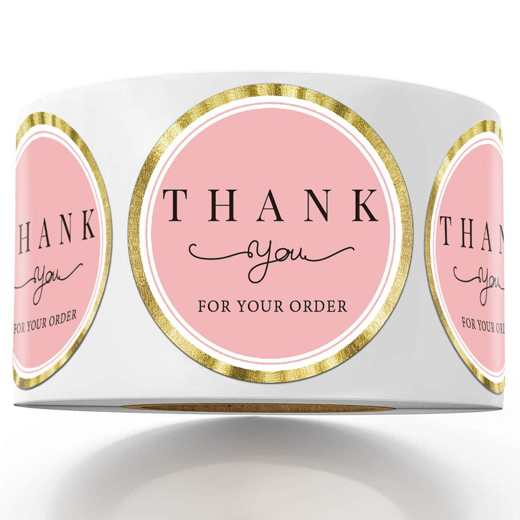 500 Thank You for Your Order Stickers, Chic Pink Thank You Stickers for Small Business, Thank You for Your Business Label Stickers, 1.4 Inches Thank You Stickers Roll.