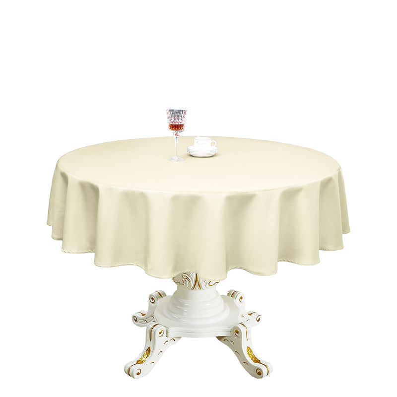 Romanstile Round Waterproof Tablecloth Stain Resistant and Wrinkle Free Table Cloths for Kitchen Dining/Party/Wedding Indoor and Outdoor Use Washable Polyester Table Cover (Beige, 60 inch) Beige 60-Inch tablecloth
