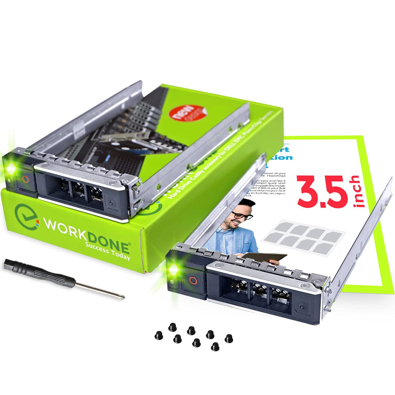 WORKDONE 2-Pack 3.5 inch Drive Caddy - Compatible for PowerEdge - 14th Gen R340 R440 R540 R640 R740 R740xd2 R6415 R7415 R7425 XC640-10 XC740xd-12 R650xs R750xs - Hot Swap Tray - with Setup Manual