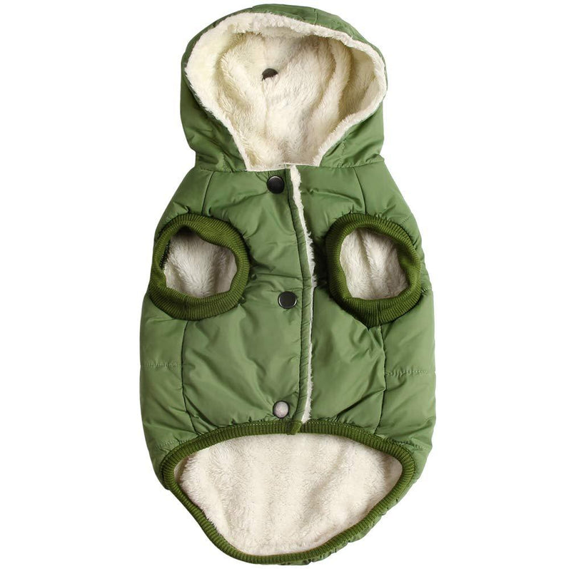 Vecomfy Fleece Lining Extra Warm Dog Hoodie in Winter,Small Dog Jacket Puppy Coats with Hooded Green XS X-Small