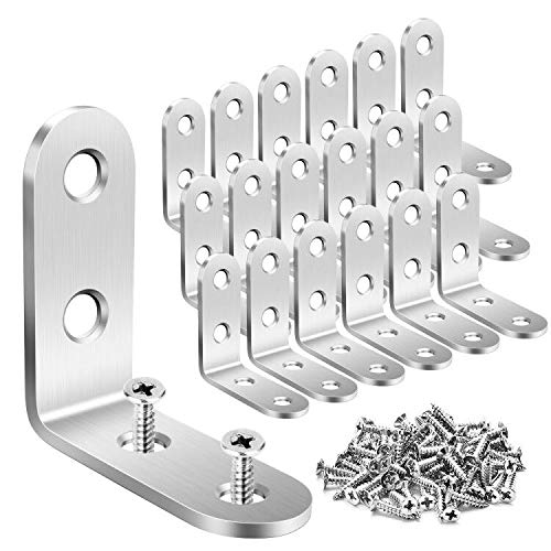 18 Pack Heave Duty Corner Brace, Luomi 40mmx40mmx20mm Thick Stainless Steel L Bracket Set for Shelves Steel Joint Right Angle Bracket Fastener with Screws