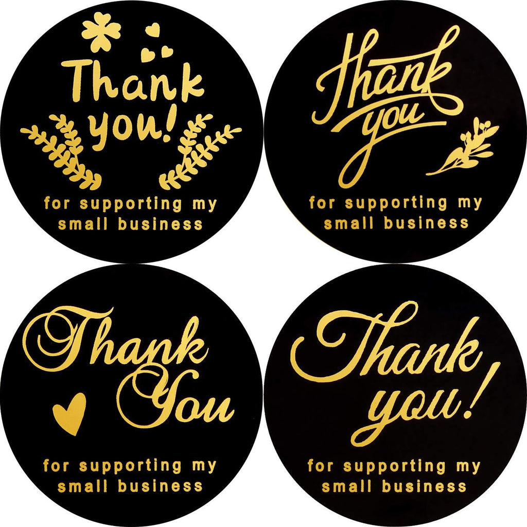 AIEX 2 Inch Thank You Sticker 4 Designs Foil Thank You for Supporting My Small Business Labels for Sealing, Decoration(1 Roll, 500 Stickers)