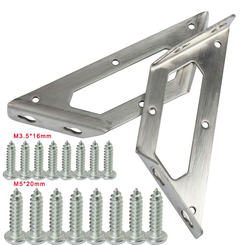 PZRT 2pcs M Size Stainless Steel Furniture Fitting Corner Bracket with Mounting Screws Right Angle Angle Code L-Shaped Furniture Hardware Connector Accessories 2