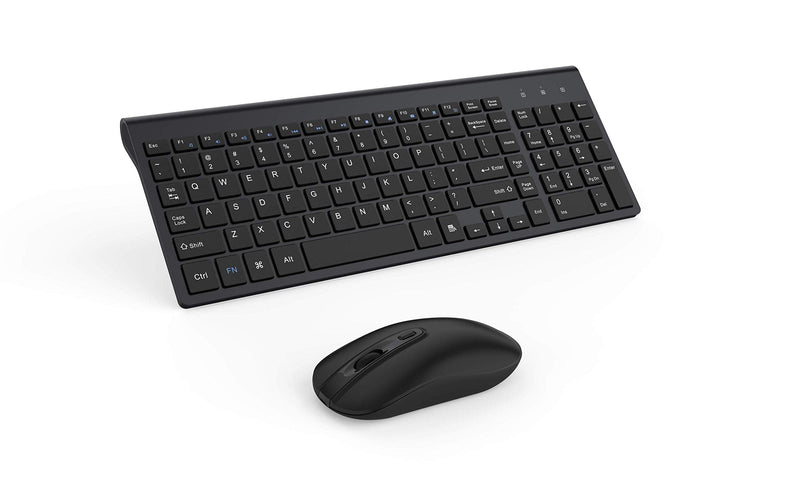 Wireless Keyboard Mouse Combo, cimetech Compact Full Size Wireless Keyboard and Mouse Set 2.4G Ultra-Thin Sleek Design for Windows, Computer, Desktop, PC, Notebook - (Black) Black
