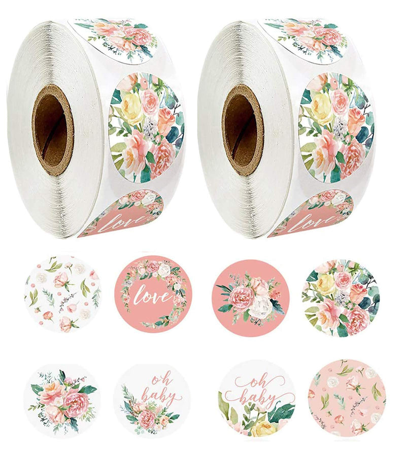 1000pcs Thank You Stickers Small Business 8 Different Design Flower Love Stickers 1'' Round Adhesive Label Decorative Sealing Stickers Gifts, Wedding, Party