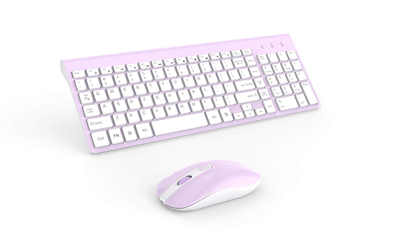Wireless Keyboard Mouse Combo, cimetech Compact Full Size Wireless Keyboard and Mouse Set 2.4G Ultra-Thin Sleek Design for Windows, Computer, Desktop, PC, Notebook - (Purple) Purple