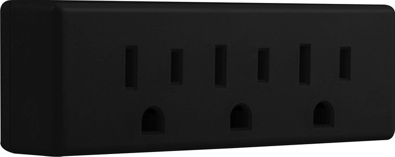 GE 3-Outlet Extender Wall Tap, Grounded Adapter Plug, Indoor Rated, 3-Prong, Perfect for Travel, UL Listed, Black, 47875 Grounded | 3-Prong 1 Pack