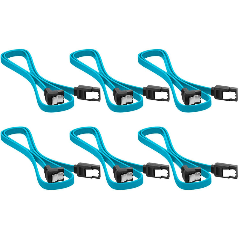 AYECEHI 6 Pack 90 Degree Right Angle SATA III 6.0 Gbps Cable (SATA 3 Cable) with Locking Latch Black - 12 Inches for SATA HDD, SSD, CD Driver, CD Writer (Blue) Blue